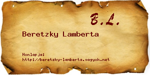 Beretzky Lamberta névjegykártya